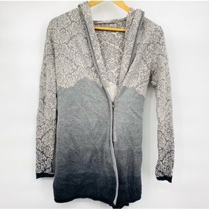 Athleta Ashtee Gray Ombré Damask Hoodie Wool Blend